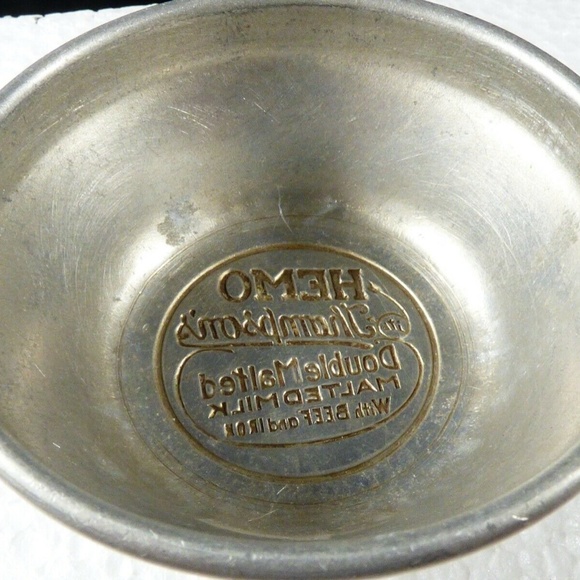 VTG 1940's Thompson’s HEMO Malted Milk Aluminum Shaker Embossed Logo Lid - Picture 3 of 4